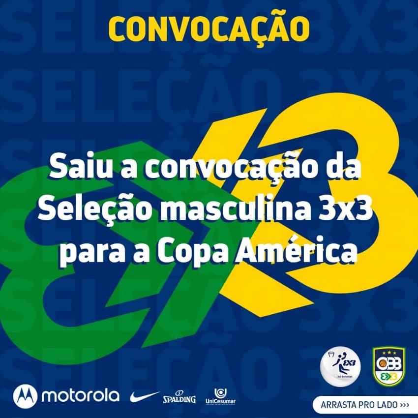 Brasil convoca Seleção masculina 3x3 para a Copa América em novembro, nos Estados Unidos
