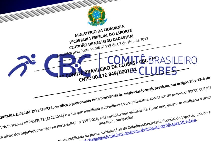 CBC renova sua certificação junto à Secretaria Especial do Esporte
